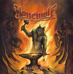 2008 album_cover anthro anvil canid canine canis cover detailed_background fire group hammer heavy_metal hell lonewolf_(band) male mammal metal nude official_art power_metal smithing smithy standing tools unknown_artist warm_colors wolf