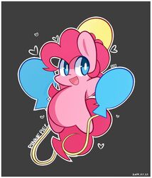 2014 balloon blue_eyes border cutie_mark earth_pony english_text equid equine female friendship_is_magic fur hair hasbro heart_symbol horse inflatable mackinn7 mammal my_little_pony open_mouth pink_body pink_fur pink_hair pinkie_pie_(mlp) pony simple_background solo text white_border