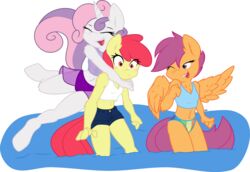 2014 absurd_res alpha_channel amber_eyes ambris anthro anthrofied apple_bloom_(mlp) bikini breasts cleavage closed_eyes clothed clothing earth_pony equid equine feathered_wings feathers female friendship_is_magic gray-gold group hair hasbro hi_res horn horse mammal multicolored_hair my_little_pony mythological_creature mythological_equine mythology navel one_eye_closed orange_body orange_feathers pegasus pony purple_eyes purple_hair red_hair scootaloo_(mlp) simple_background sweetie_belle_(mlp) swimwear transparent_background two_tone_hair unicorn water wings