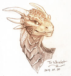 2014 draco_(dragonheart) dragon dragonheart european_mythology feral headshot_portrait male monochrome mythological_creature mythological_scalie mythology portrait scalie seylyn solo traditional_media_(artwork) universal_studios western_dragon