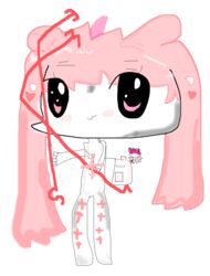  1other artist_request black_eyes breasts chibi chibi_inset colored_skin cross female fetuit9088 full_body greek_cross long_hair no_genitals non-web_source nude off-topic original pink_hair self-upload simple_background solo_focus transparent_background white_skin 