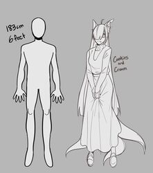  absurd_res animal_humanoid canid canid_humanoid canine canine_humanoid chart cookies_and_cream_(glacierclear) digital_drawing_(artwork) digital_media_(artwork) female fox_humanoid foxtrot_(glacierclear) glacierclear greyscale height_chart hi_res humanoid mammal mammal_humanoid monochrome 