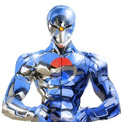  1boy abs absurdres asimo_(hakurei10201) commentary cosplay crossover cyborg cyborg_ninja hands_on_own_hips highres logo looking_at_viewer male_focus metal_gear_(series) metal_gear_solid ninja pepsi pepsiman pepsiman_(cosplay) pepsiman_(game) shiny white_background 