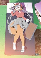  :/ alternate_breast_size animal animal_ears bed belt breasts closed_mouth commentary crossover dated day extra_ears female fox_ears fox_girl fox_tail from_above full_body fur-trimmed_sleeves fur_trim gloves grey_gloves grey_hair grey_legwear grey_skirt hair_between_eyes hand_rest hand_up hat headset highres huge_breasts impossible_clothes impossible_jacket island_fox_(kemono_friends) jacket kemono_friends kemono_friends_v_project knees_together_feet_apart legs long_hair long_sleeves looking_at_another looking_to_the_side lying minecraft miniskirt multicolored_hair necktie on_back on_bed orange_eyes orange_hair orange_pantyhose outdoors pantyhose parted_bangs red_jacket sheep sheep_(minecraft) shield shoes sidelocks signature skirt solo_focus tail twintails two-tone_legwear very_long_hair virtual_youtuber white_hair yoshida_hideyuki 