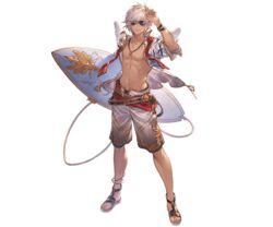  1boy alternate_costume anklet arm_up belt facing_viewer fake_wings full_body granblue_fantasy holding holding_surfboard jewelry lucio_(granblue_fantasy) lucio_(summer)_(granblue_fantasy) male_focus minaba_hideo navel necklace no_nipples official_art open_clothes open_shirt parted_lips sandals shorts solo sunglasses surfboard sweat tan transparent_background white_hair wings 