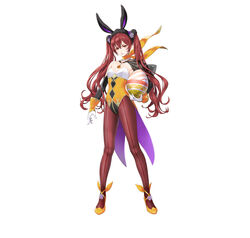  absurdres animal_ears choker closed_mouth commentary_request egg female fire_emblem fire_emblem_awakening fire_emblem_heroes full_body gloves hair_ornament high_heels highres holding kaya8 leotard lips long_hair looking_at_viewer official_art pantyhose rabbit_ears red_eyes red_hair serious severa_(fire_emblem) severa_(spring)_(fire_emblem) simple_background solo standing strapless strapless_leotard twintails 