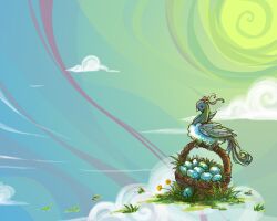  cloud egg flower grass nest nintendo no_humans pokemon serain sky solo sun wallpaper 