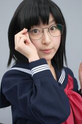  awatsuki_anzu cosplay glasses ichigo_100 ichigo_100_percent photo school_uniform serafuku toujou_aya 