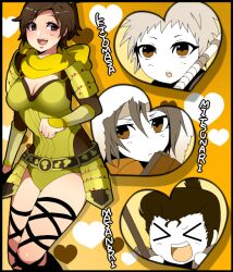  armor blush brown_eyes brown_hair female fukushima_masanori ishida_mitsunari katou_kiyomasa komekei male nene scarf sengoku_musou sengoku_musou_3 short_hair taigong_wang 