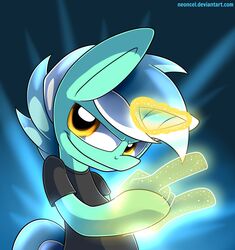  blue_fur equine female friendship_is_magic fur hair horn lyra_heartstrings_(mlp) magic magic_hands mammal multicolored_hair my_little_pony neoncel shiny smile solo two_tone_hair unicorn 