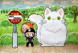  blue_sky bus_stop cloud domestic_cat duo felid feline felis ghibli group human male mammal matt_(two_best_friends_play) my_neighbor_totoro not_furry pat_(two_best_friends_play) plant sky totoro_bus_stop tree turkish_angora two_best_friends_play ultrapancake zach_the_cat_(two_best_friends_play) 