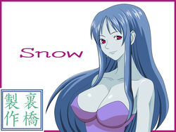  blue_hair blue_skin breasts female final_fantasy final_fantasy_vii leotard long_hair purple_eyes snow_(ff7) solo urabashi white_background 