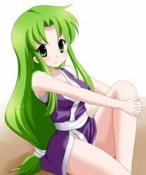  ganbare_goemon green_hair ninja sitting yae 