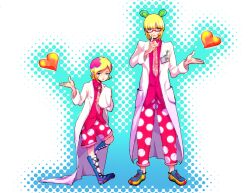  blonde_hair blue_eyes doctor glasses irabu_ichirou kuuchuu_buranko labcoat male male_focus necktie polka_dot polka_dots short_hair standing time_paradox trapeze 