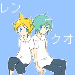  2boys boys doki_doki hatsune_mikuo kagamine_len lowres male male_focus milenkuo multiple_boys school_uniform smile uniform vocaloid yaoi young younger 