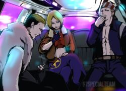  2boys billy_kane blonde_hair blue_eyes blue_mary female girl king_of_fighters kof male multiple_boys short_hair smoking snk yamazaki_ryuji yamazaki_ryuuji 