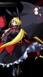  albino arc_system_works bat blazblue blazblue_continuum_shift blonde_hair blush gii looking_back nago official_art rachel_alucard red_eyes umbrella vampire 