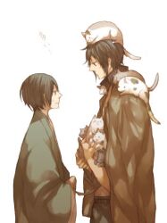  2boys axis_powers_hetalia cats feline greece_(hetalia) japan_(hetalia) japanese_clothes kimono lowres male male_focus multiple_boys smile 