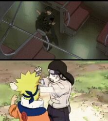  animated animated animated comparison cowboy_bebop fight fighting homage hyuuga_neji lowres naruto ripoff screencap spike_spiegel train uzumaki_naruto vincent_volaju 