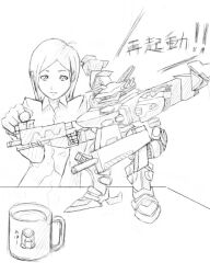  armored_core armored_core:_for_answer cup female from_software girl gun jack-o mecha model monochrome weapon white_glint 