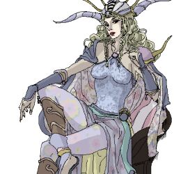  blonde_hair boots cape crossed_leges crossed_legs elbow_gloves female female final_fantasy final_fantasy_ii gloves headdress hilda_(ff2) legs_crossed long_hair lowres pantyhose princess_hilda rika_(artist) sitting solo 