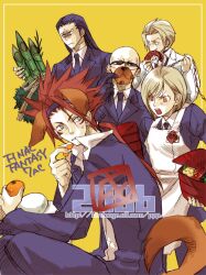  animal_ears apron bald belt black_hair blonde_hair blue_eyes chains dog_ears elena_(ff7) female final_fantasy final_fantasy_vii formal long_hair male nakahara_(ppp) necktie open_mouth piebald ponytail red_hair red_hair reno rude rufus_shinra short_hair suit sunglasses tail tseng turks yellow_eyes 