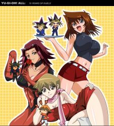  akiza alexis_rhodes artist_request bad_anatomy blonde_hair bodysuit breasts brown_hair chibi cleavage dress flower fudou_yuusei izayoi_aki large_breasts mazaki_anzu plate red_hair red_hair rose slifer_red_uniform tenjouin_asuka text yami_yugi yami_yuugi yu-gi-oh! yu-gi-oh! yugioh_5d&#039;s yugioh_gx yuki_judai yuu-gi-ou yuu-gi-ou_5d&#039;s yuu-gi-ou_duel_monsters yuu-gi-ou_gx yuuki_juudai 