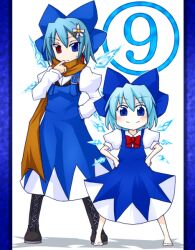  &acirc;&lsquo;&uml; (9) ? blue_eyes blue_hair boots bow cirno cirno-nee dual_persona hairbow heterochromia netachou phantasmagoria_of_flower_view scarf touhou wings 