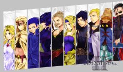  armor auron belt black_hair black_mage blonde_hair blue_eyes blue_hair brown_eyes cain_highwind celes_chere cosmos_(dff) crown desch dissidia_final_fantasy dress earrings engaya_soruto facial_hair final_fantasy final_fantasy_5 final_fantasy_i final_fantasy_ii final_fantasy_iii final_fantasy_iv final_fantasy_ix final_fantasy_vi final_fantasy_vii final_fantasy_viii final_fantasy_x galuf_halm_baldesion glasses green_eyes grey_hair hat headband helmet jacket jewelry long_hair mask midriff ming-wu moustache navel necklace purple_eyes seifer_almasy short_hair sleeveless sleeveless_turtleneck sunglasses suspenders turtleneck violet_eyes vivi_ornitier white_mage yellow_eyes zack_fair 