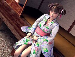  3d double_bun female flear hair_bun incise_soul japanese_clothes kimono long_sleeves m-rs solo tatami yukata 