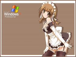  alternate_costume apron bare_shoulders detached_collar dress elbow_gloves enmaided female frills gloves kore_ga_watashi_no_goshujin-sama maid maid_headdress microsoft_windows momose_kurumi nakabayashi_yoshitaka&#039;s_maid_uniform nekono_matatabi pani_poni_dash! sleeveless sleeveless_dress solo thighhighs white_gloves windows_logo windows_xp zettai_ryouiki 