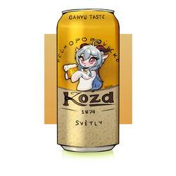  1:1 2022 2_horns adeptus_(genshin_impact) alcohol artist_name beer beer_mug bell bell_collar beverage beverage_can blue_hair blush brand_parody collar container crossover cup czech_text equid equine eyelashes female feral feralized friendship_is_magic fur ganyu_(genshin_impact) genshin_impact hair hasbro hi_res holding_beer_mug holding_container holding_cup holding_mug holding_object horn horse kozel_(brand) long_hair mammal mihoyo mistleinn mug my_little_pony open_mouth pony simple_background solo text white_body white_fur 