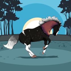  1:1 ambiguous_gender digital_media_(artwork) equid faime_registry feral grass hooves mammal outside plant rhari side_view solo tree 