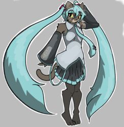  anthro barefoot beheleaf blue_hair clothed clothing digital_media_(artwork) domestic_cat feet felid feline felis female fur hair looking_at_viewer mammal minna_(beheleaf) simple_background smile solo 