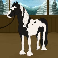  1:1 ambiguous_gender bridle digital_media_(artwork) equid faime_registry feral fur mammal rhari snow solo 