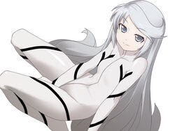  artist_request bodysuit female grey_eyes grey_hair grey_theme heroic_age long_hair solo source_request very_long_hair white_bodysuit yuti_ra 