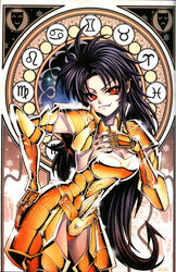  adapted_costume aquarius_(symbol) aries_(symbol) armor bikini_armor black_hair black_nails breasts cancer_(symbol) cleavage fangs female future_studio_(artist) gemini_(symbol) gemini_(zodiac) gemini_saga genderswap_(mtf) gold_armor gold_saint hand_on_own_hip leo_(symbol) long_hair medium_breasts mu_fengchun nail_polish orange_eyes pisces_(symbol) rule_63 saint_seiya scorpio_(symbol) shiny smile solo taurus_(symbol) vampire very_long_hair virgo_(symbol) watermark zodiac zodiac_wheel 