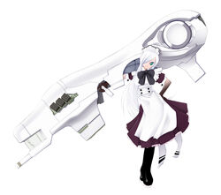  boots copyright_request cyborg elbow_gloves female gloves gun maid miito_shido solo weapon white_hair 