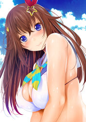  alternate_breast_size bad_id bad_twitter_id bare_shoulders bikini blue_eyes blush breasts brown_hair closed_mouth cloud female from_side fumihiko_(fu_mihi_ko) hair_flaps hair_ornament hair_ribbon hairclip highres hololive large_breasts lips long_hair looking_at_viewer official_alternate_costume red_ribbon ribbon sailor_collar sky sleeveless smile solo star_(symbol) star_hair_ornament striped striped_ribbon swimsuit tokino_sora tokino_sora_(hololive_summer_2019) virtual_youtuber white_bikini white_sailor_collar 