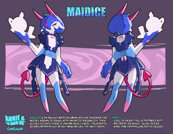  2023 annie_and_the_mirror_goat anthro big_hands bow_(feature) catcouch clothed clothing demon english_text eyeliner horn maid_uniform maidice makeup male model_sheet solo spade_tail tail text uniform unimpressed wildmons_(catcouch) 