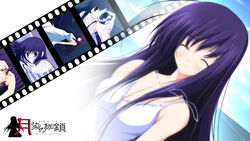  dress long_hair nazo_no_shoujo purple_hair tsukinon tsukisome_no_kasa 