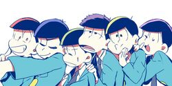  6+boys :t ;3 bad_id bad_twitter_id black_hair brothers chokota closed_eyes formal jitome male_focus matsuno_choromatsu matsuno_ichimatsu matsuno_jyushimatsu matsuno_karamatsu matsuno_osomatsu matsuno_todomatsu messy_hair multiple_boys one_eye_closed osomatsu-kun osomatsu-san osomatsu_(series) sextuplets siblings simple_background smile suit sweatdrop upper_body wall-eyed white_background 