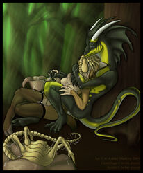  2009 alien alien_(franchise) anthro aquatic_dragon ayelet_ripley aylie big_dom_small_sub black_border border bulge centrifuge clothed clothing digital_media_(artwork) dominant dragon duo_focus egg facehugger felid feline female forced frill_(anatomy) group head_crest head_frill hi_res host inflation larger_male legwear love lynx male male/female mammal marine membrane_(anatomy) membranous_frill monster mythological_creature mythological_scalie mythology oviposition partially_clothed pinned question_mark scalie size_difference smaller_female stockings strangling tail wingless_dragon xenomorph 