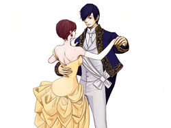  1boy bad_id bad_pixiv_id couple dancing dress female formal gloves kaito_(vocaloid) meiko_(vocaloid) nashi48 photoshop_(medium) straight vocaloid 