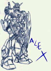  clapton gun gundam gundam_0080 gundam_alex mecha shield weapon 