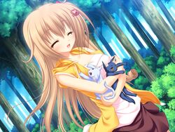  blush brown_hair cats long_hair tagme 