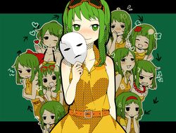  angry bad_id bad_pixiv_id blush female glasses green_eyes green_hair gumi juu_mensou_(vocaloid) katagiri_(mighty_swing) multiple_persona one_eye_closed short_hair smile tears tongue vocaloid 