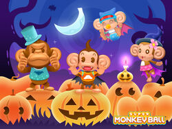  3d_(artwork) 4:3 5_fingers aiai ambient_bat ambient_flier ambient_silhouette baby_(super_monkey_ball) bat brown_eyes candle clothing costume digital_media_(artwork) fingers food fruit gongon group halloween haplorhine holidays jack-o&#039;-lantern looking_at_viewer mammal meemee monkey moon official_art open_mouth open_smile plant primate pumpkin sega silhouette smile super_monkey_ball unknown_artist wallpaper 