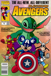  2009 4_fingers alien anatid anseriform anthro armor avian barcode beak big_ears bird black_eyes black_nose bottomwear buckteeth canid canine canis captain_america chest_tuft claws clothed clothing cosmic_background cover cover_art cover_page crossover digital_media_(artwork) disney doberdog_(artist) domestic_dog donald_duck duck dumbo dumbo_(movie) elephant elephantid english_text experiment_(lilo_and_stitch) female fingers fur gloves goofy_(disney) green_body green_fur green_nose grey_body group handwear head_tuft hulk insect_wings iron_man lilo_and_stitch looking_at_viewer machine male mammal marvel mickey_mouse micro minnie_mouse mjolnir mouse murid murine notched_ear open_mouth open_smile power_armor proboscidean purple_bottomwear purple_clothing purple_shorts red_clothing red_gloves red_handwear rodent round_ears shield shorts signature smile starry_background stitch_(lilo_and_stitch) teeth text the_avengers thor_odinson topless torn_clothing tuft wasp_(marvel) wings yellow_beak 