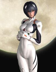  3d ayanami_rei breasts female female highres hinemaru neon_genesis_evangelion outdoors plugsuit sky solo 